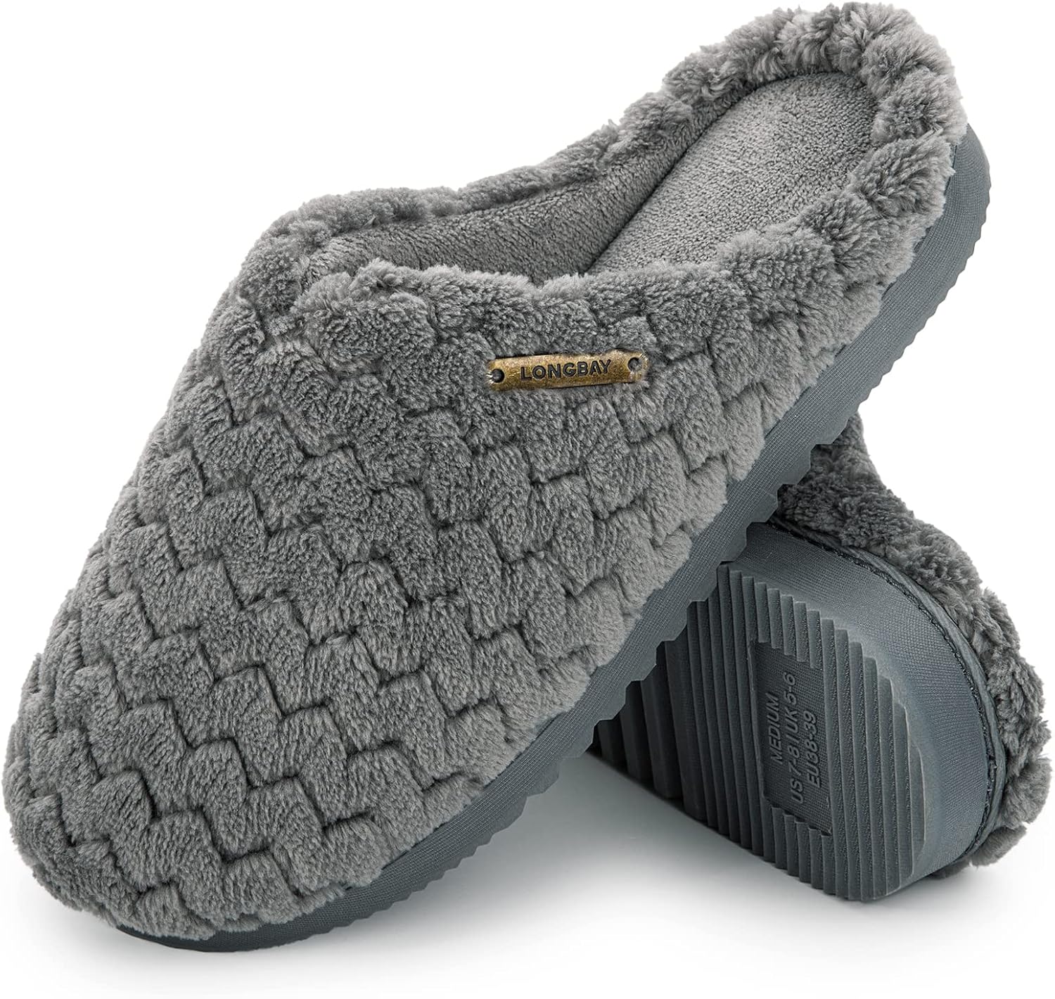 LongBay Women’s Soft Flannel Memory Foam Slippers Slip on House Shoes Indoor Out...