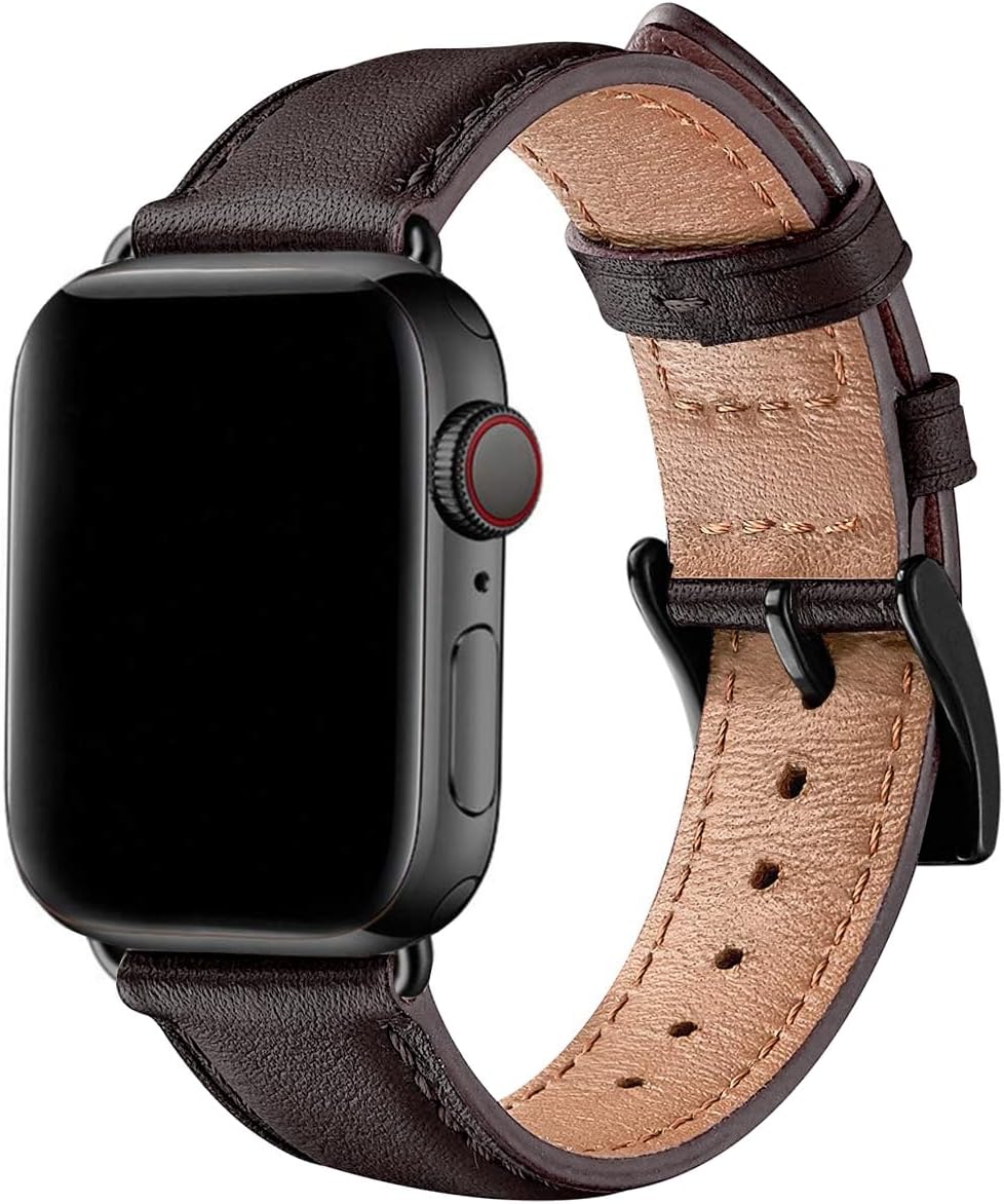 SUNFWR Leather Straps for Apple Watch Strap 40mm 41mm 38mm 42mm(Series 10), Men...
