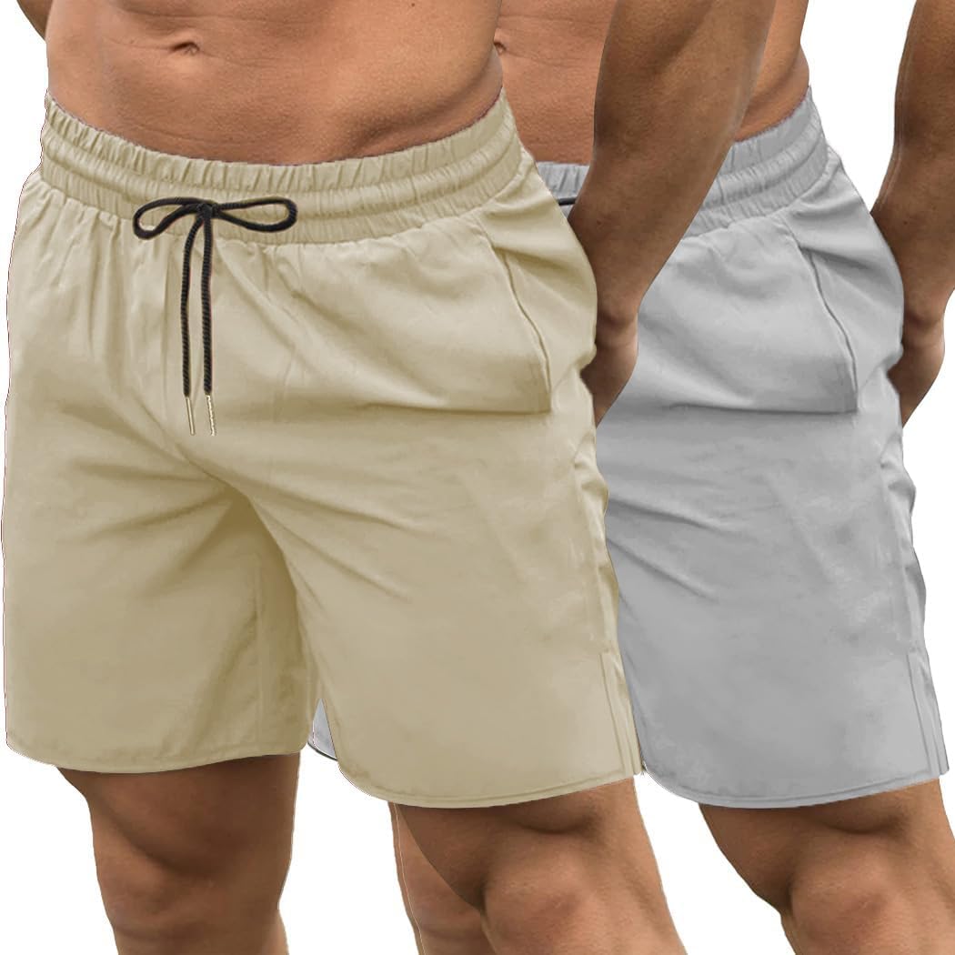 COOFANDY Men's 2 Pack Gym Workout Shorts 7 Inch Quick Dry Athletic Shorts Lightw...