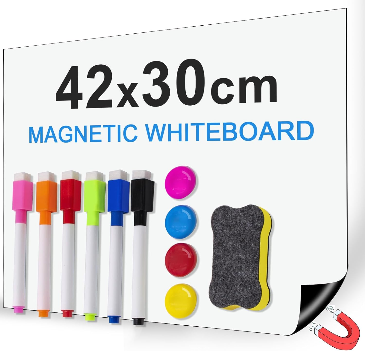 Ezigoo Magnetic Whiteboard for Fridge A3, Dry Erase Magnet White Board, Weekly O...