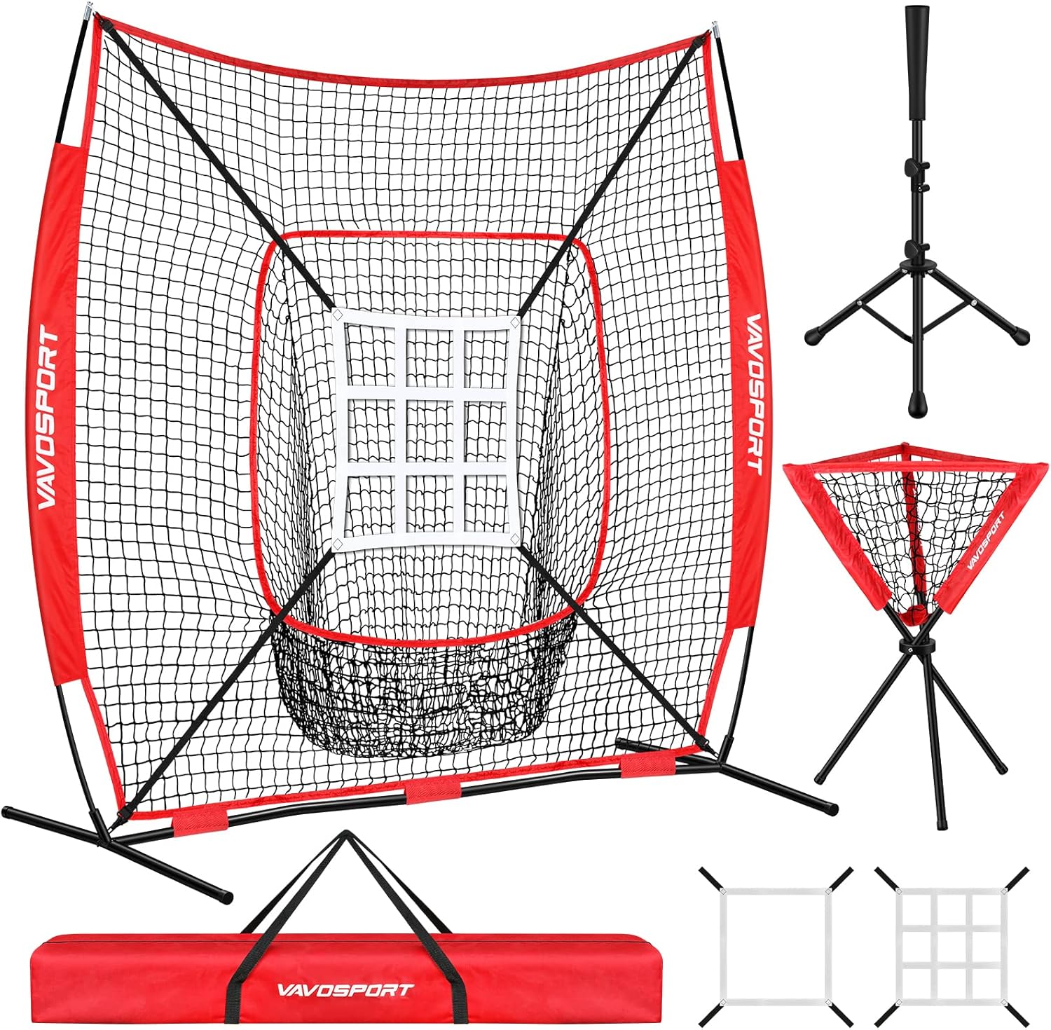 7x7' Baseball Net Set - Portable Softball & Baseball Net for Hitting and Pitchin...