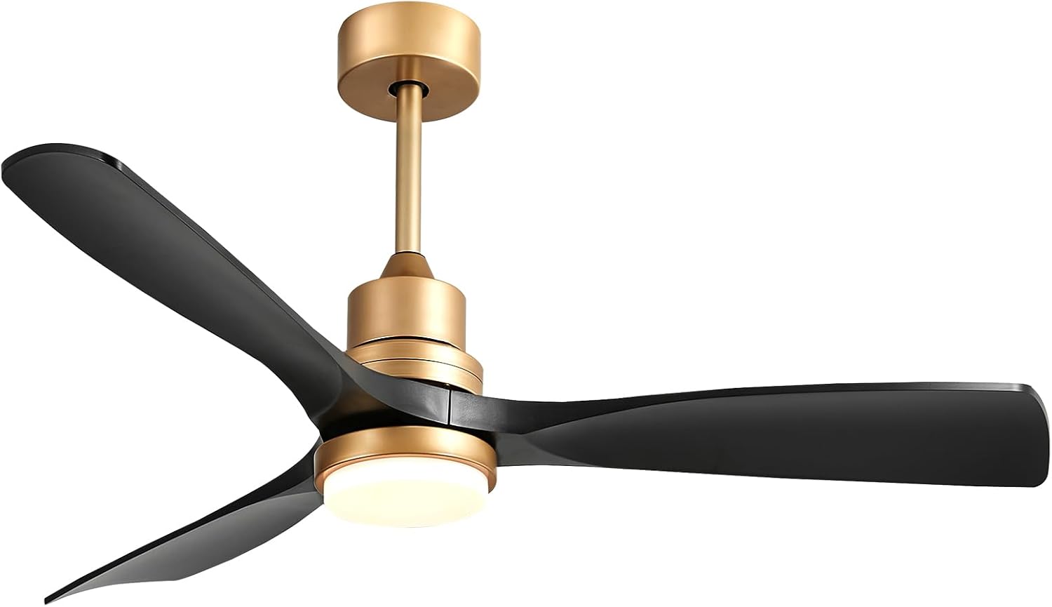 52" Modern Black and Gold Ceiling Fan with Lights and Remote, ETL Listed, 3 Down...