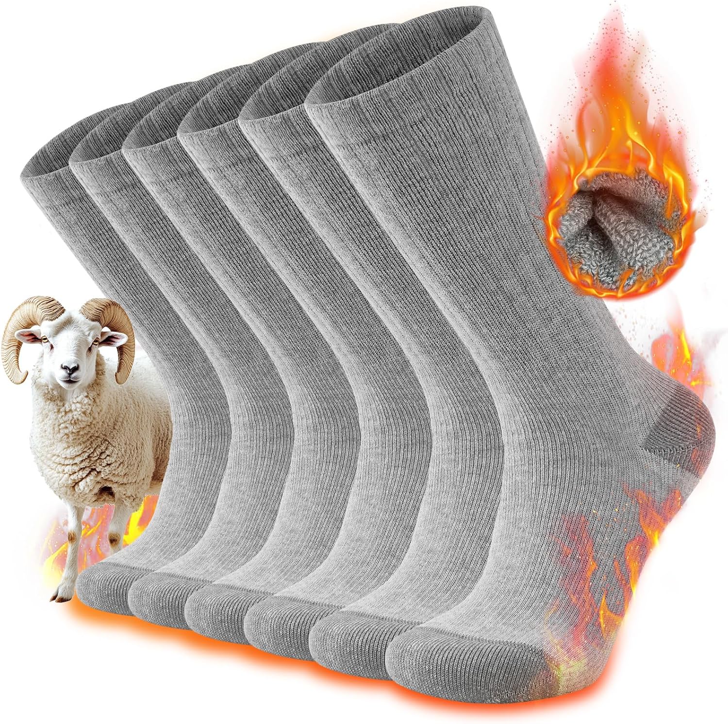 TANSTC Thermal Socks for Men Women Merino Wool Socks Warm Thick Socks Winter Wal...