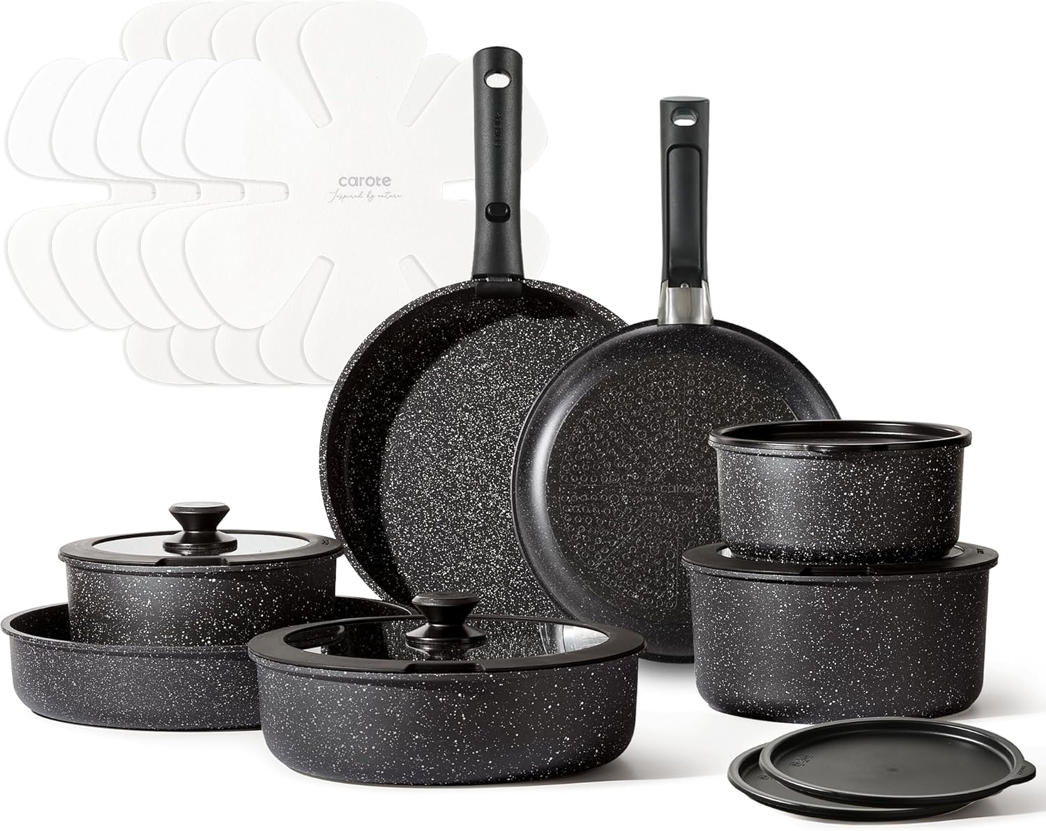 CAROTE 21pcs Pots and Pan Set Non Stick, Nonstick Induction Cookware, Detachable...