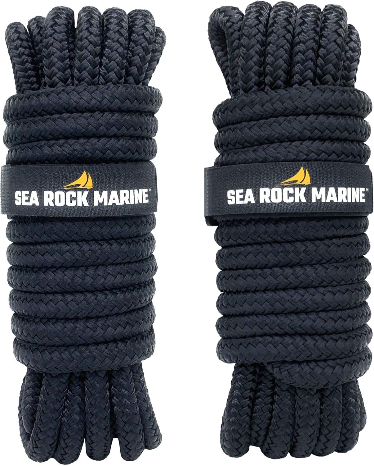 Sea Rock Marine Premium Double Braided Nylon Dock Lines w 12” Eyelet & Bundle Ti...