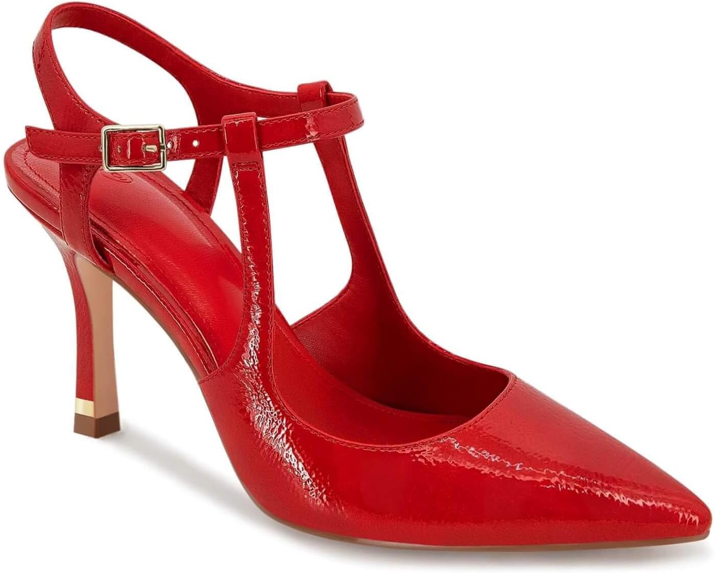 Coutgo Womens High Heels Pointed Toe Ankle Strap Pumps Patent Leather Sexy Stile...