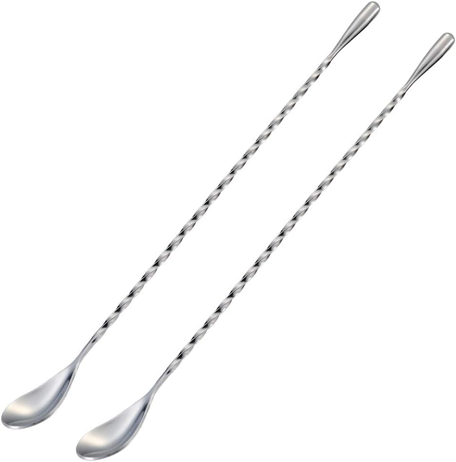 Briout Bar Spoon Cocktail Mixing Stirrers for Drink, Stainless Steel 12 Inches L...