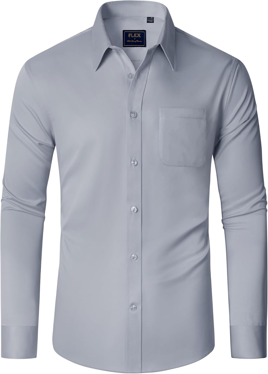 J.VER Mens Dress Shirt Stretch Plain Business Casual Long Sleeve Formal Shirt wi...