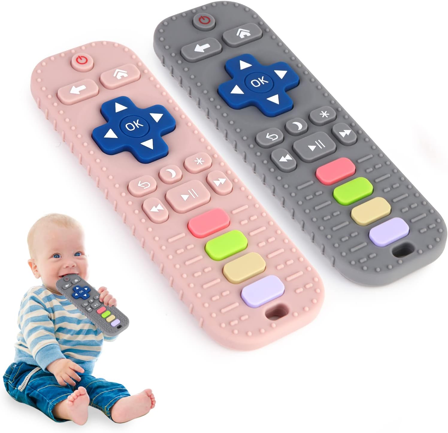 Hooku 2 Pack Silicone Teething Toys for Babies 0-6 Months, Teethers for Babies 6...