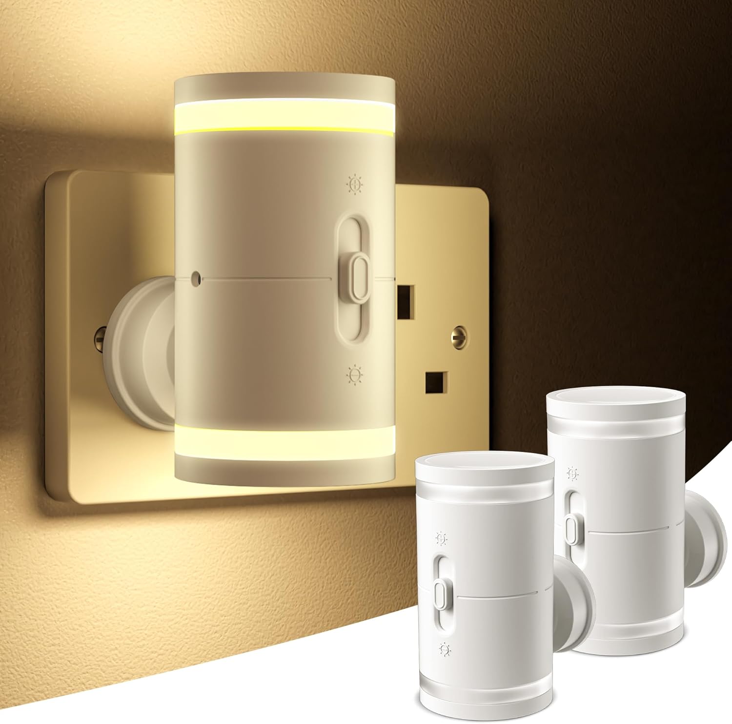 PURSNIC Night Light Plug in Wall, with Dusk to Dawn Photocell Sensor, 3000K Warm...