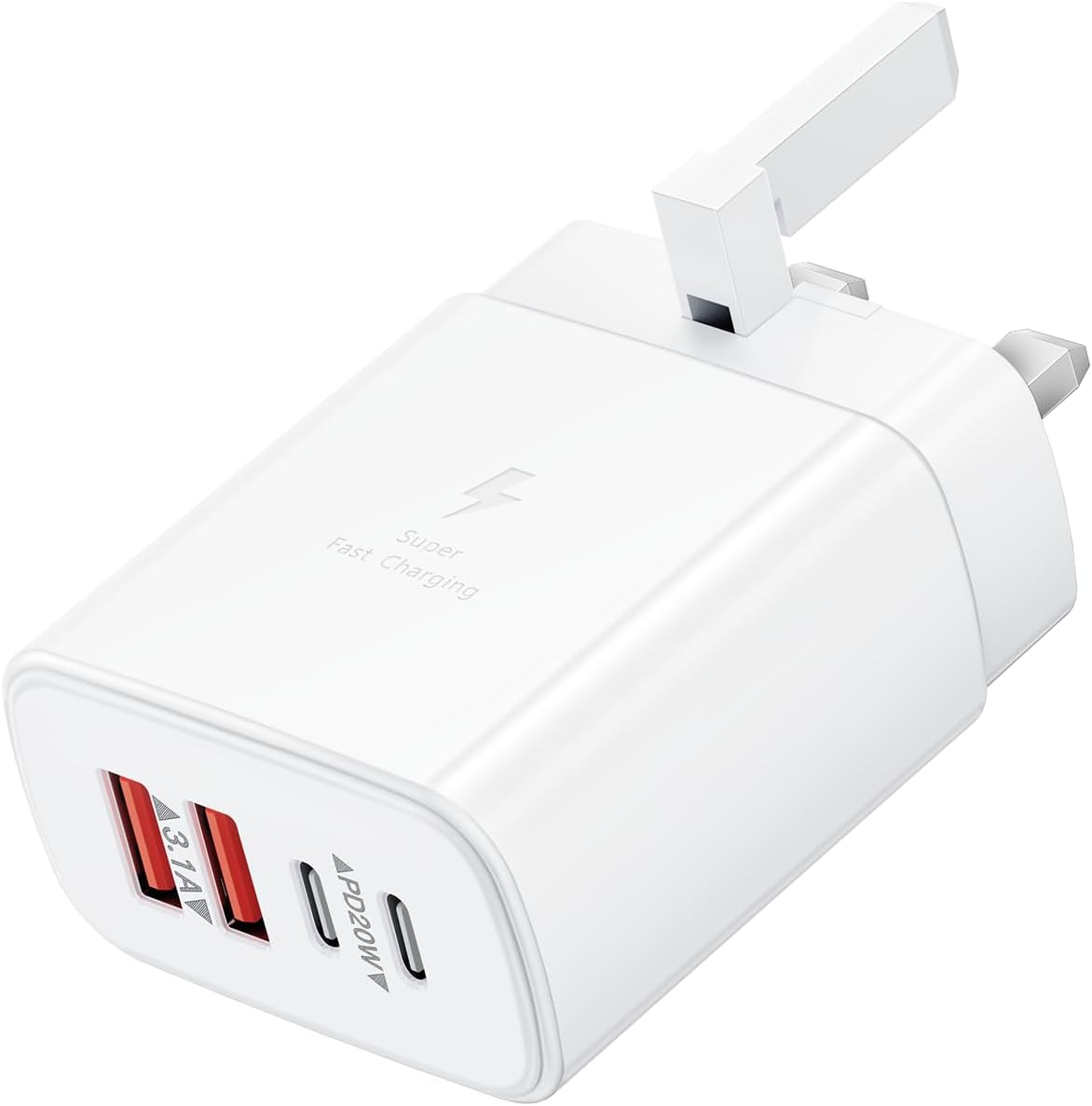 USB C Plug Fast Charge, 40W UK Charger Plug 4-Port Charging Plug Dual USBC Power...