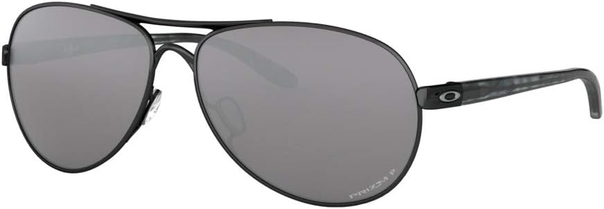 Oakley Women's Oo4079 Feedback Aviator Sunglasses Polished Black/Prizm Black Pol...