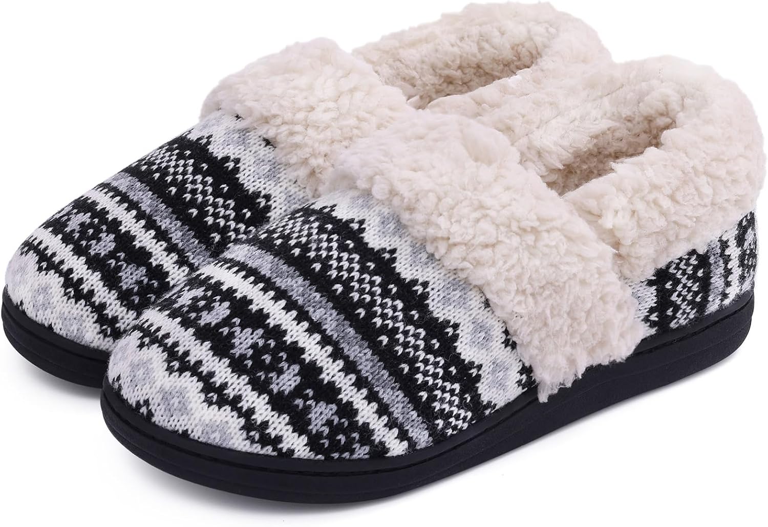 Evshine Women's Fuzzy Memory Foam Slippers, Closed Back Knit Bedroom Slippers, S...