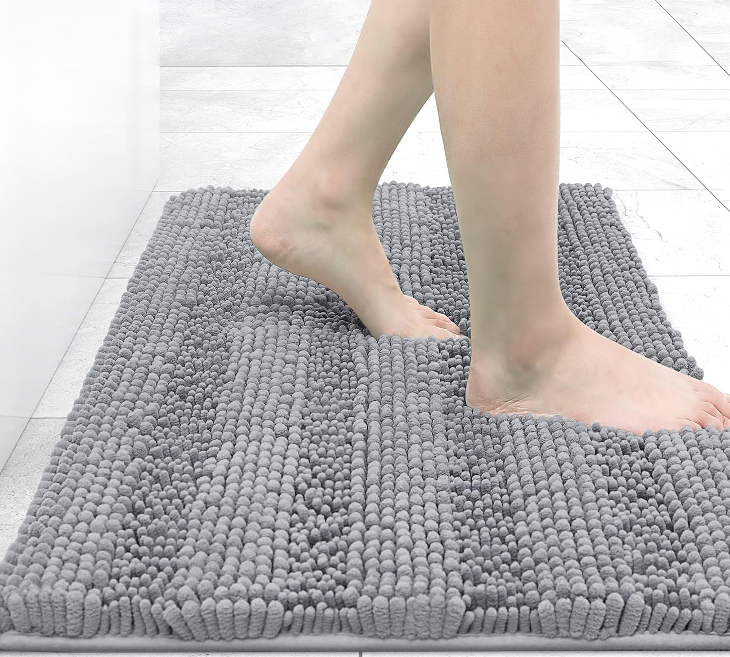 Grandaily Chenille Striped Bathroom Rugs 30x20, Extra Thick and Absorbent Bath R...