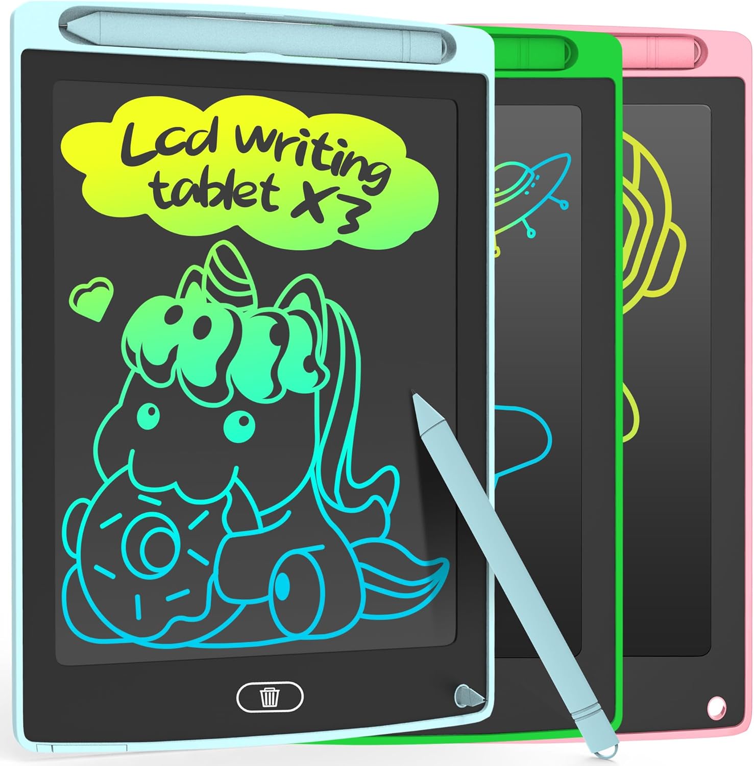 3 Pack LCD Writing Tablet, Colorful Toddler Drawing Tablet Doodle Board for Kids...
