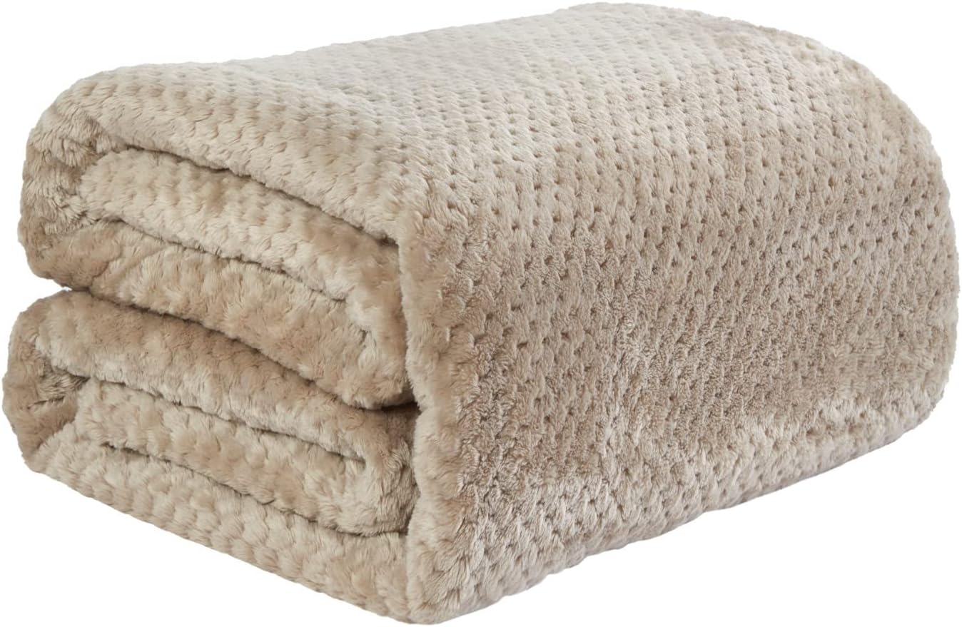 Dreamscene Luxury Waffle Mink Honeycomb Faux Fur Warm Throw Over Sofa Bed Soft B...