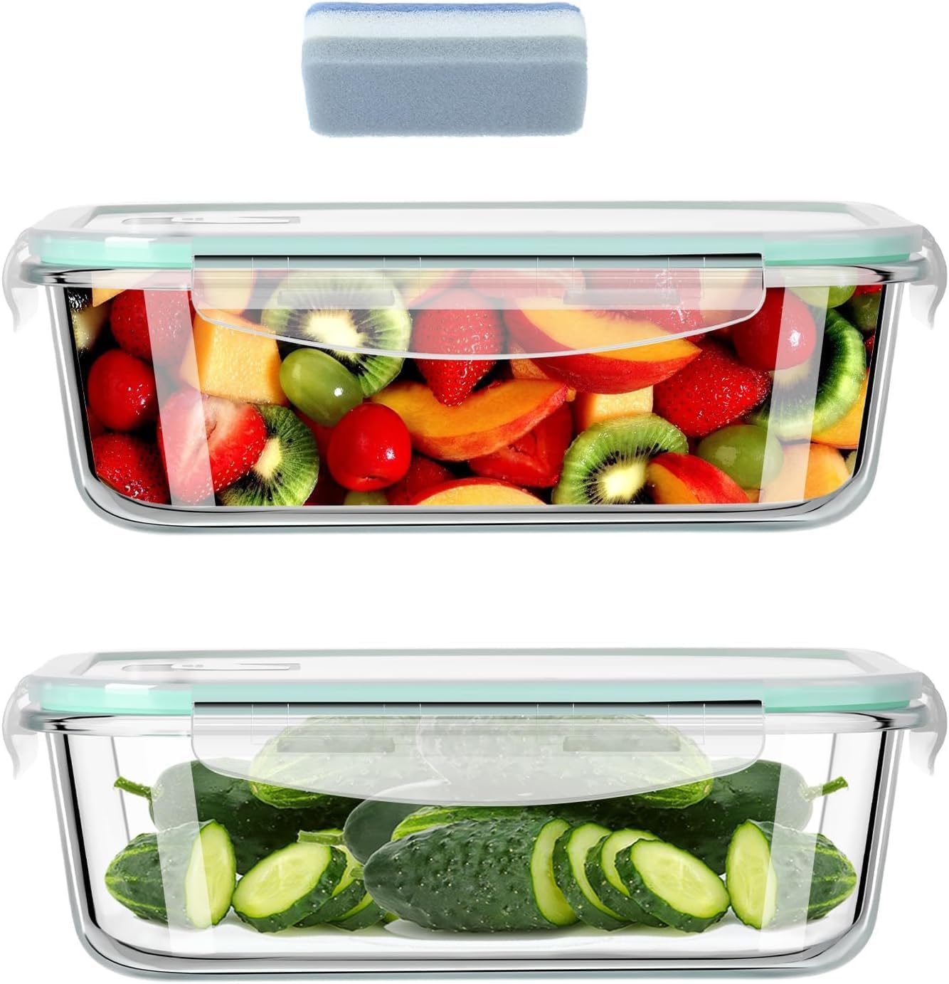 Hcrvvi Food Containers, Leakproof Glass Containers With Lids, Meal Prep Containe...