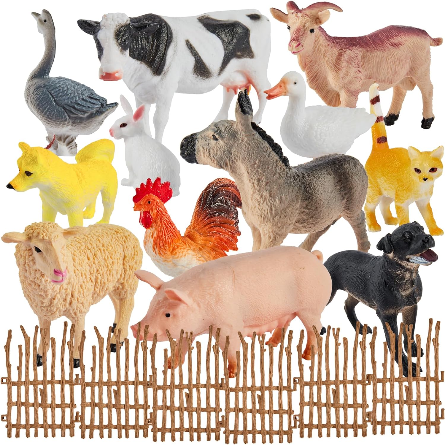 BUYGER Kids Farm Animals Toys for 3 Years Olds, Large and Mini Size Animals Figu...