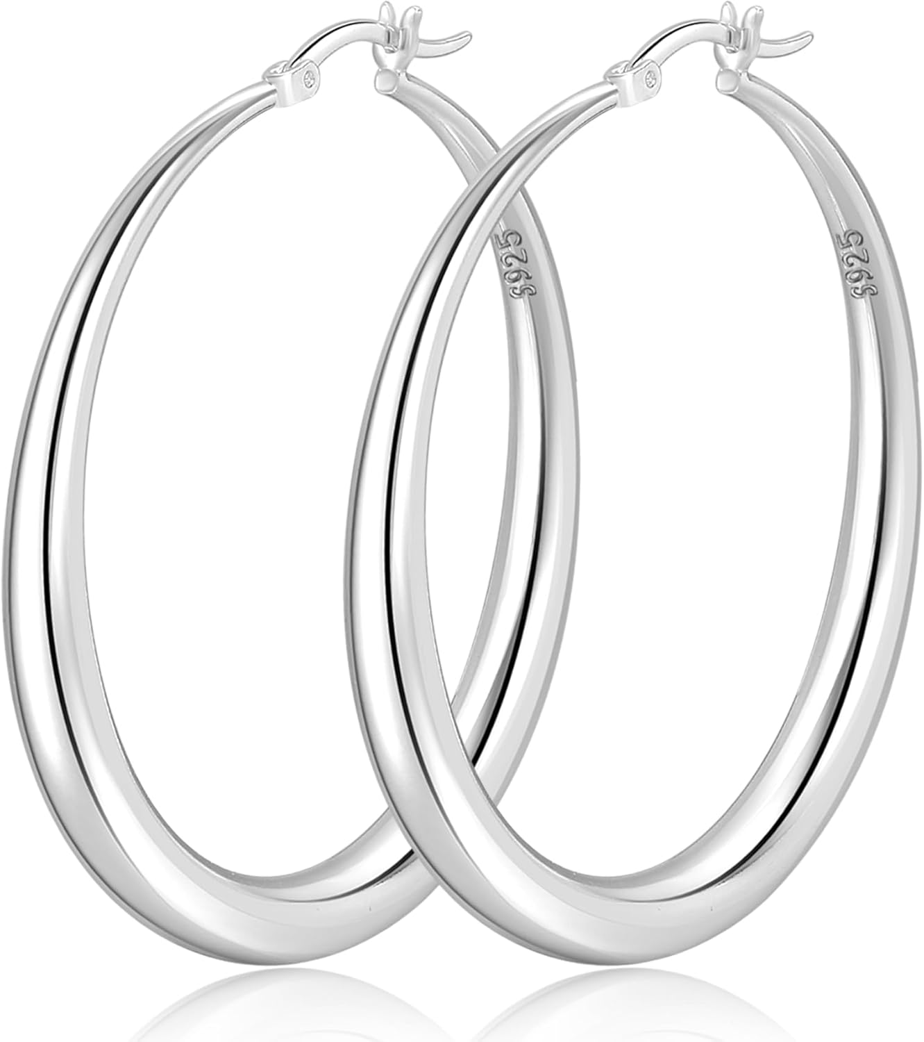 PABBEU S925 Sterling Silver Hoop Earrings Large Silver Hoop Earrings for Women H...