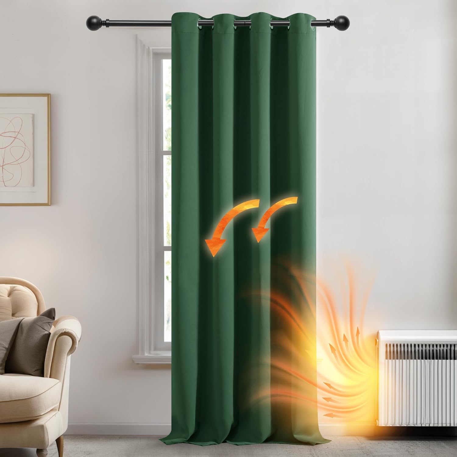 Deconovo Door Curtain Thermal Insulated Blackout Curtain Ring Top Curtain for Be...