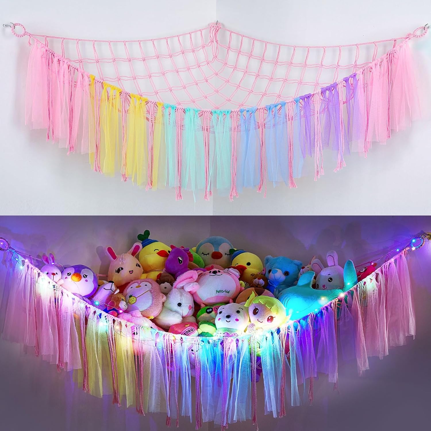 MHJY Toy Hammock Stuffed Animals Storage Net Soft Cuddly Toys Large Corner Hangi...