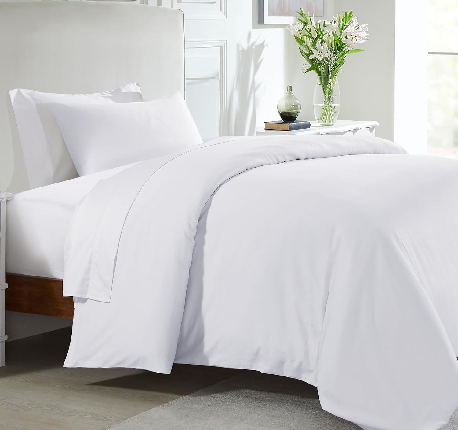 California Design Den Twin XL Duvet Cover Set, 400 Thread Count 100% Cotton Whit...