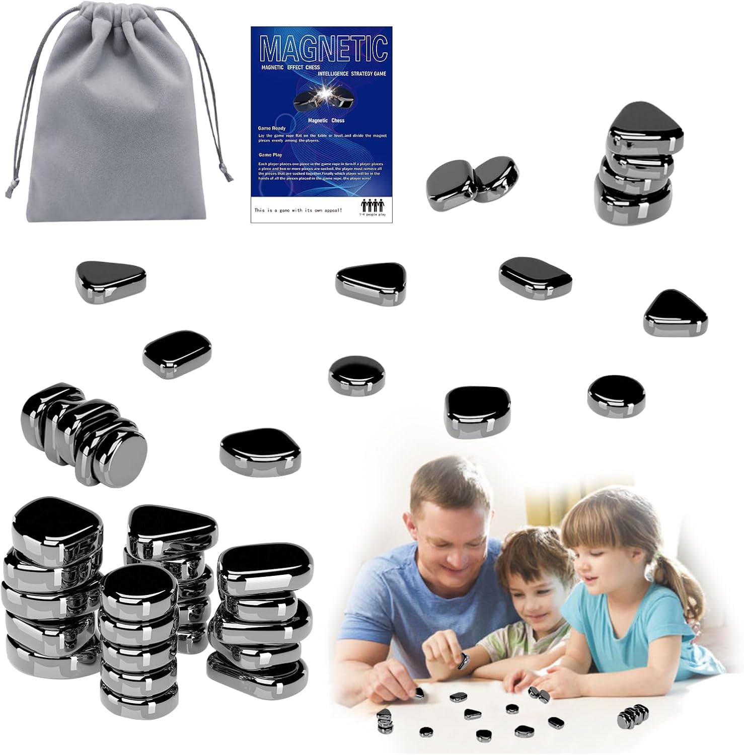 Magnetic Chess Game, Magnetic Chess Set Magnet Game with Magnetic Effect, Portab...