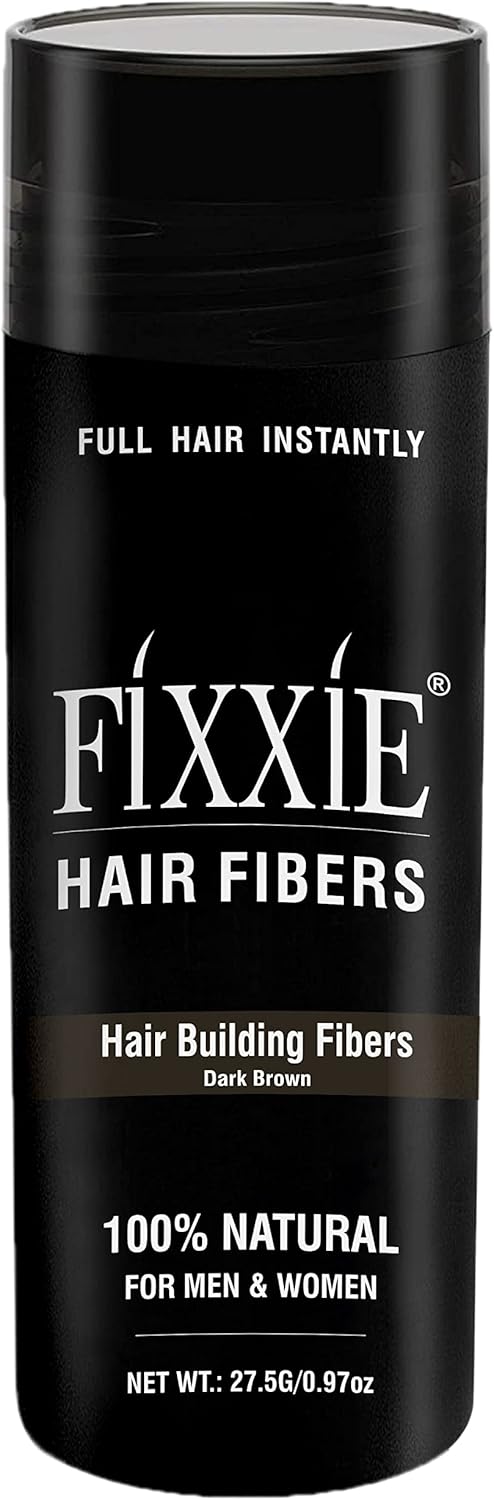 FIXXIE Hair Fibres DARK BROWN for Thinning Hair 27.5g Bottle, Hair Fibre Conceal...