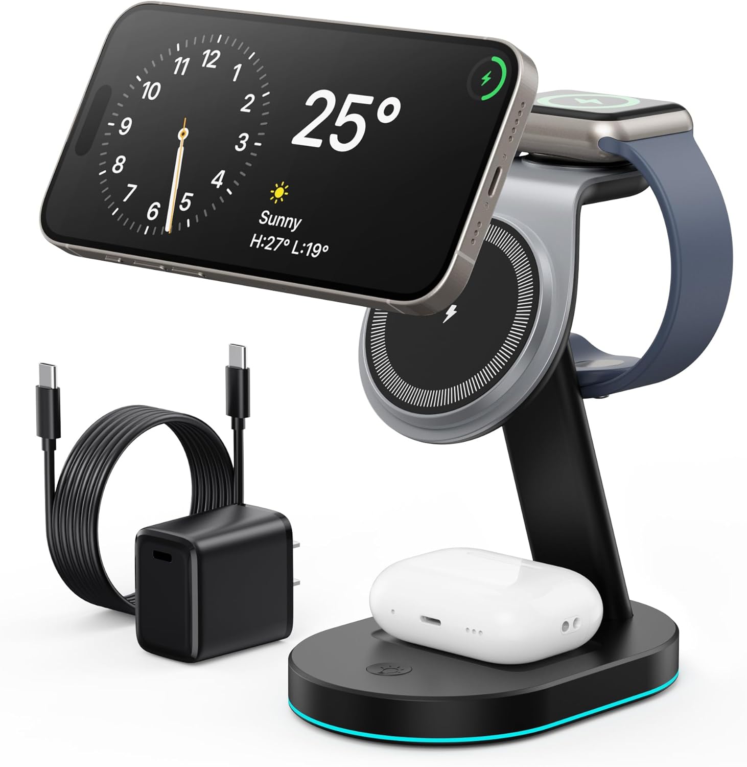 3 in 1 Wireless Charger Charging Station for iPhone,Qi2 Certified 15W Magnetic C...