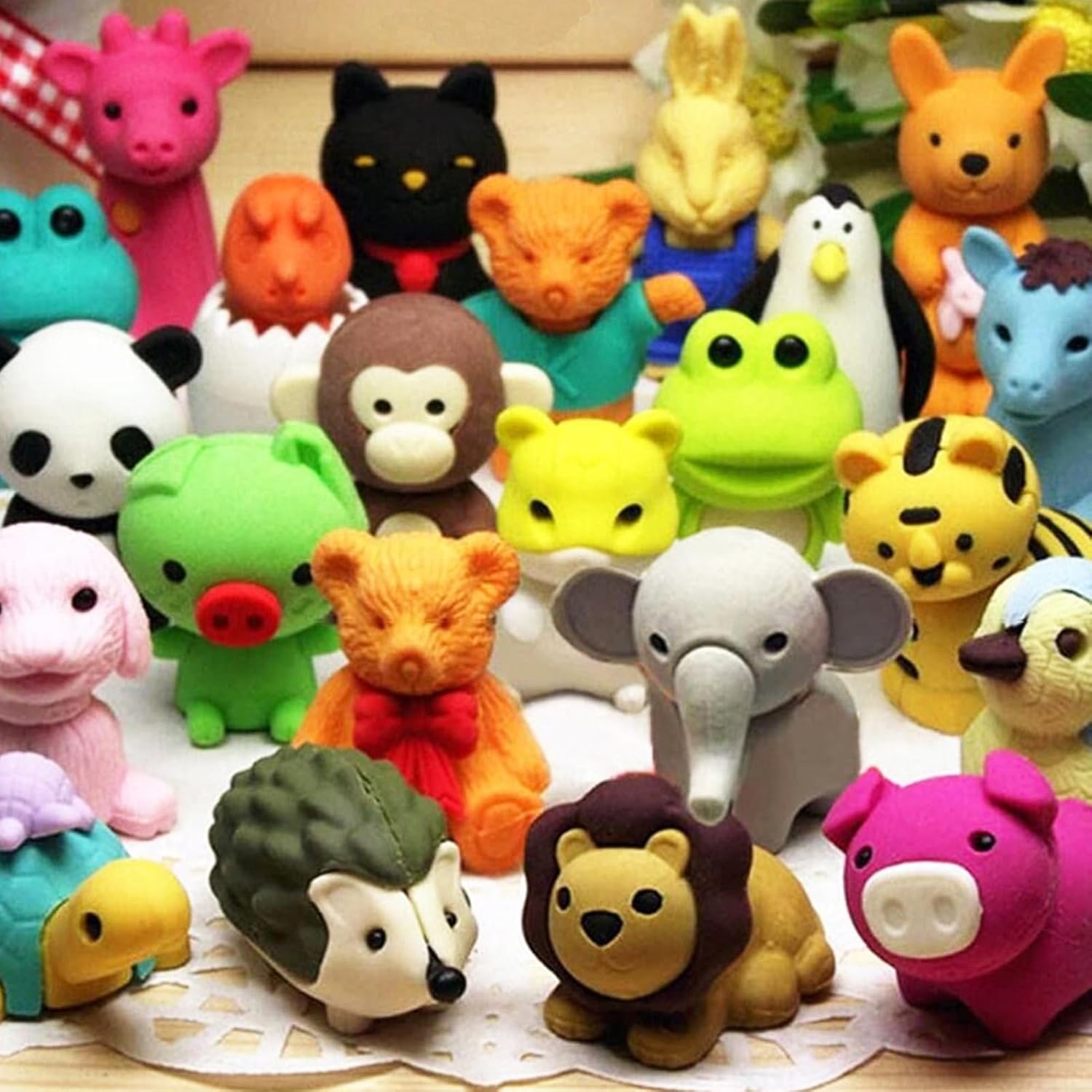 60Pcs Animal Erasers Desk Pets for Kids Pencil Bulk Puzzle Erasers Toys Gifts fo...