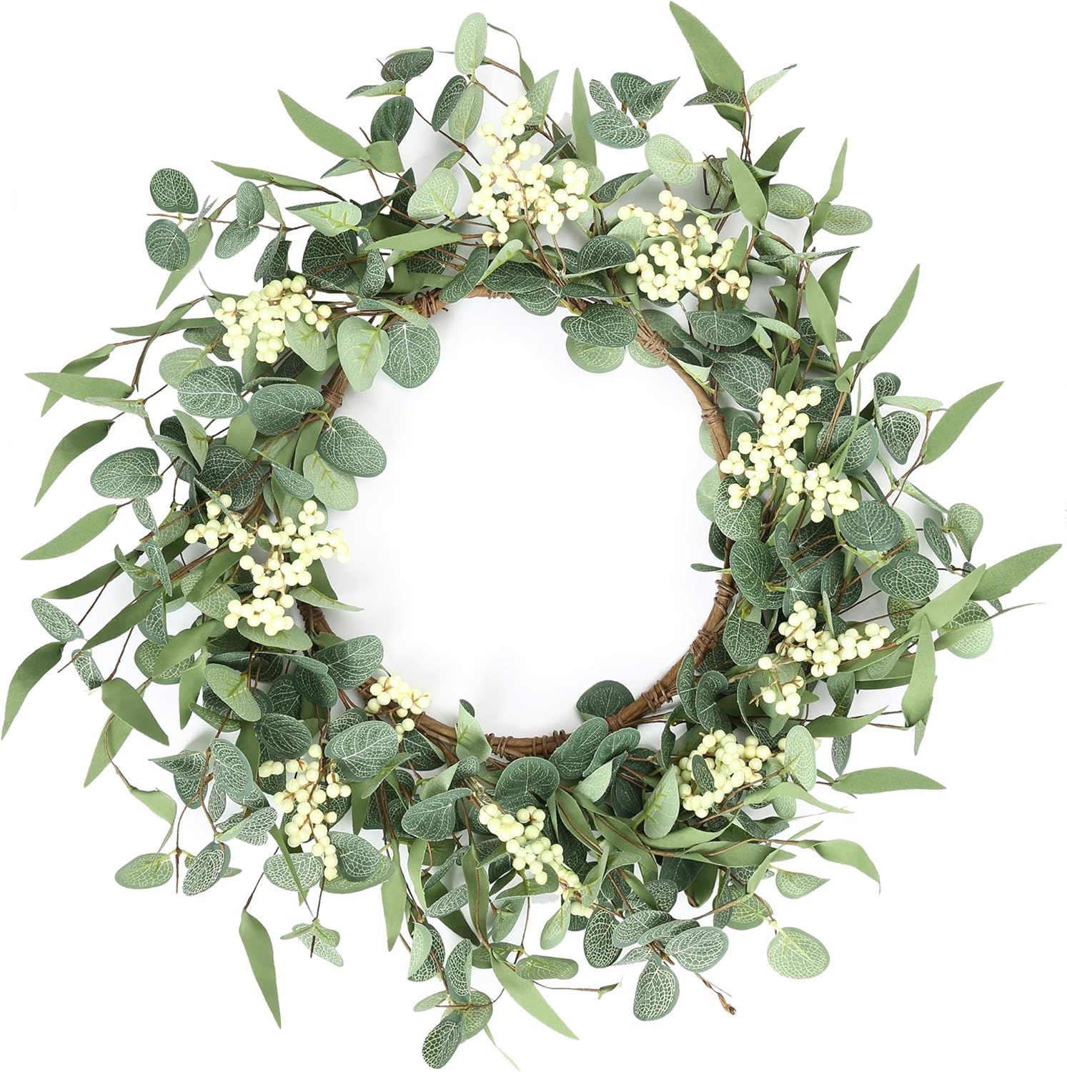 Pinkpum 20'' Eucalyptus Wreath for Front Door, Porch, Window - Green Decor for H...