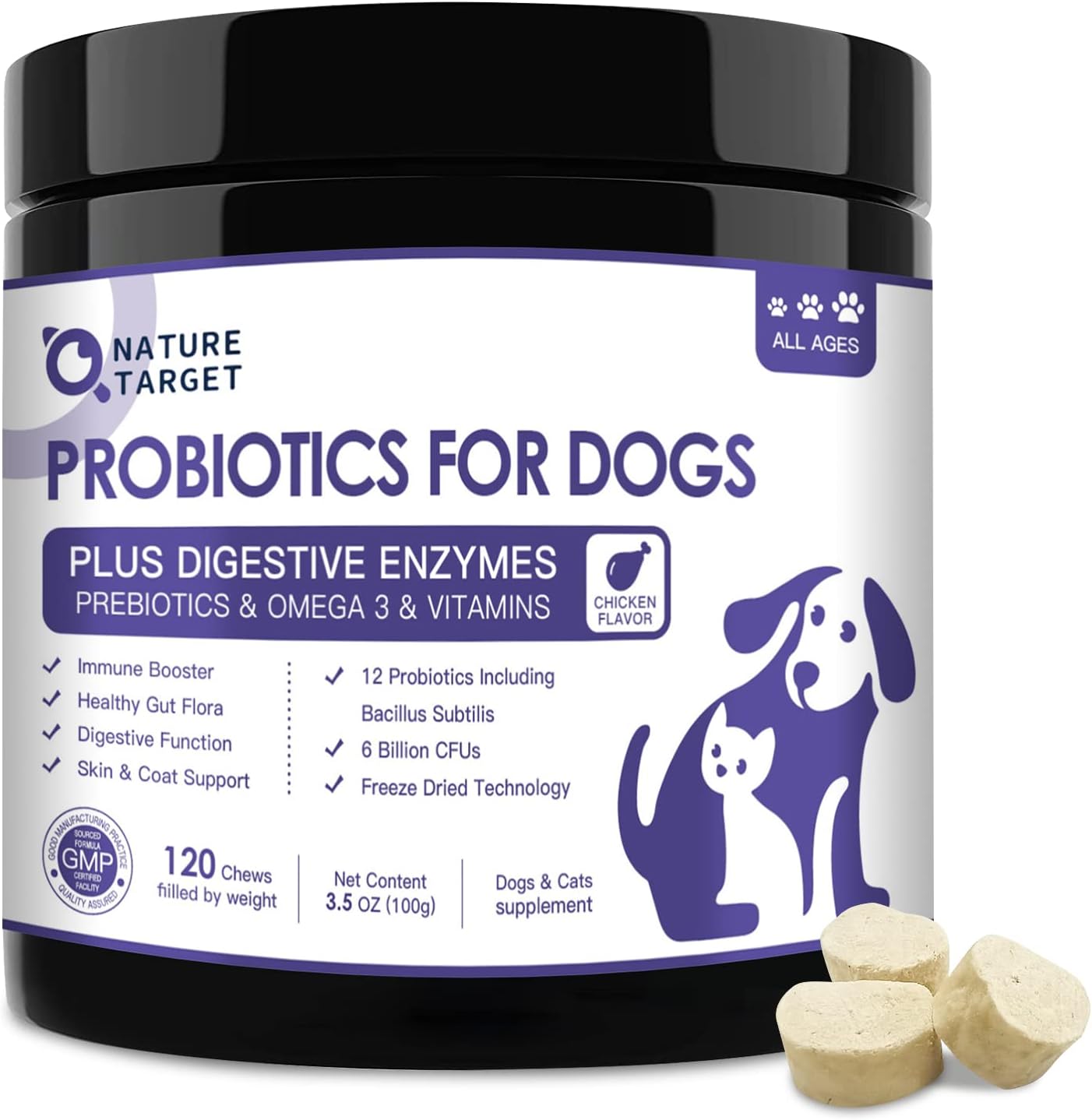 Probiotics for Dogs, 6 Billion CFUs, Freeze Dried Dog Probiotics with Prebiotics...