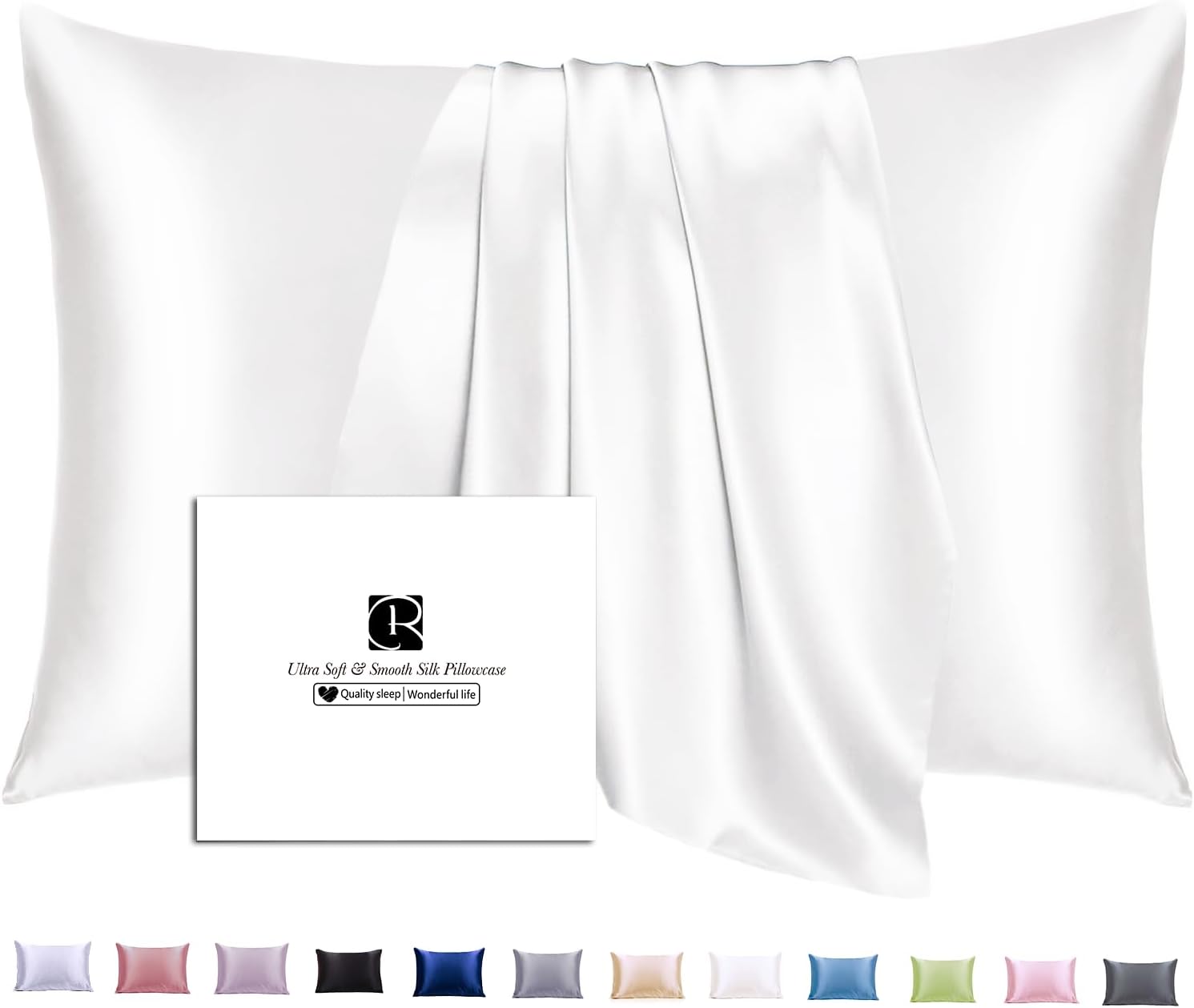 Silk Pillow Case with Hidden Zipper, Ravmix Both Sides Mulberry Silk Pillowcase...