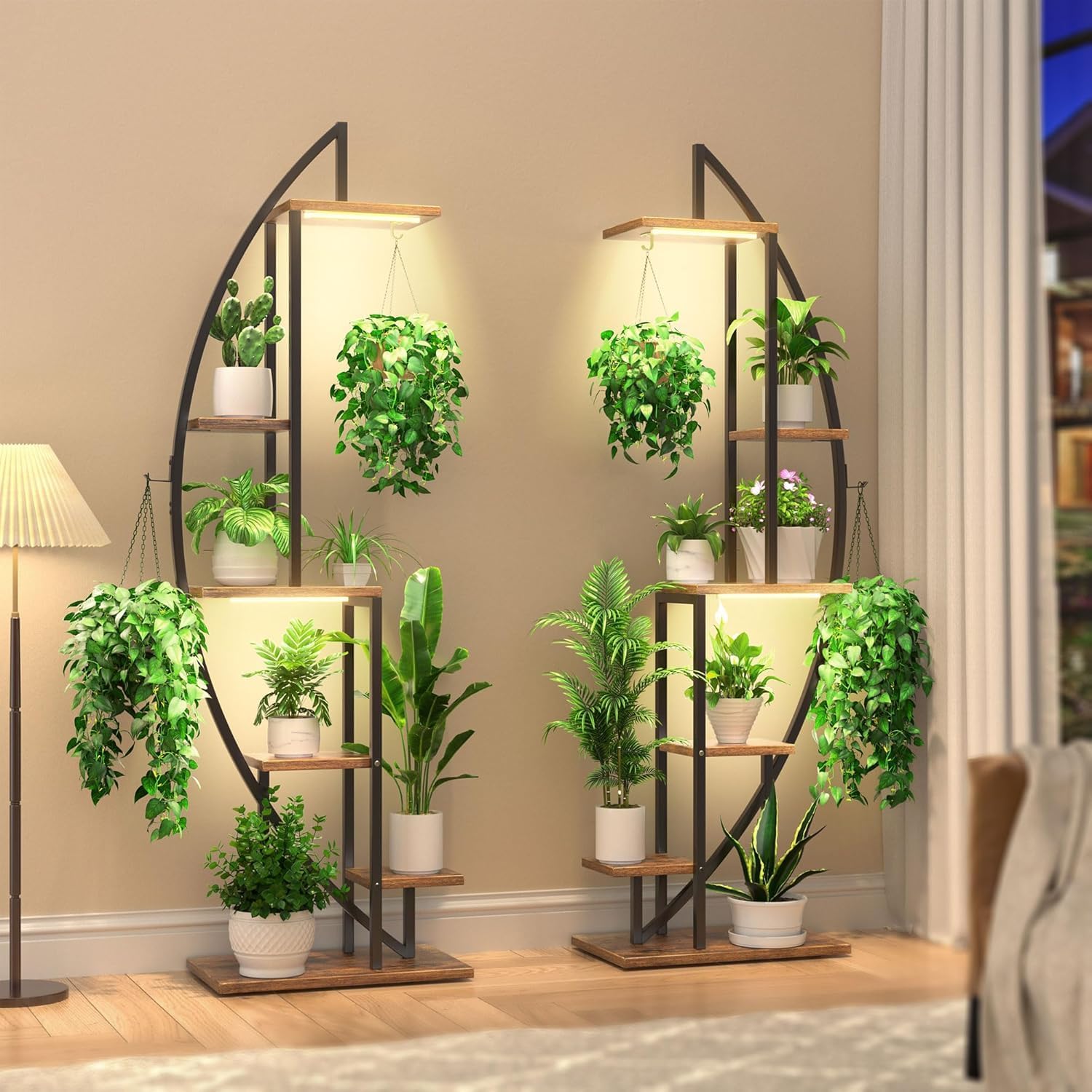Plant Stand Indoor with Grow Lights, 6 Tiered Tall Plant Shelf, 63" Metal Plant...