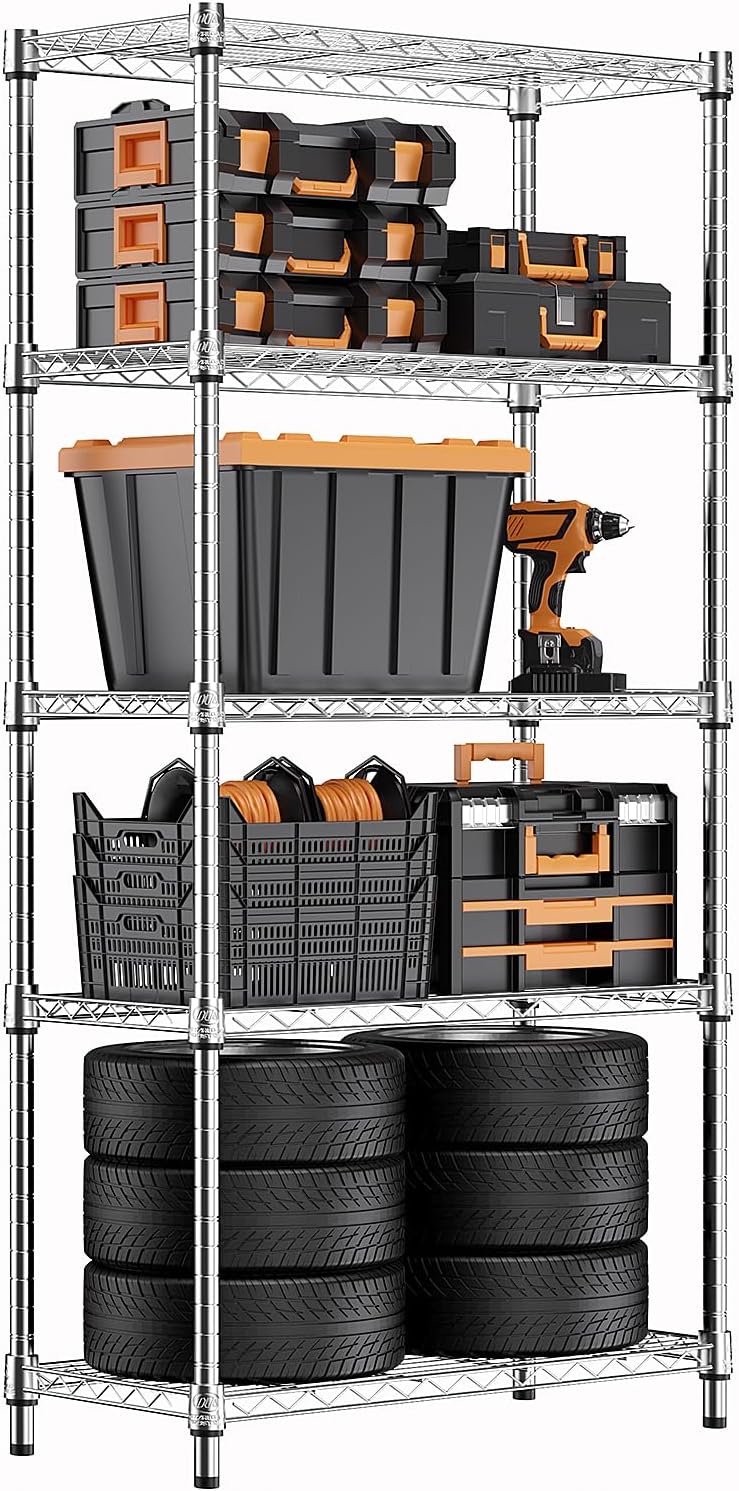 MZG 1250 lbs Steel Heavy Duty 5-Tier Utility Shelving Unit Steel Organizer Wire...
