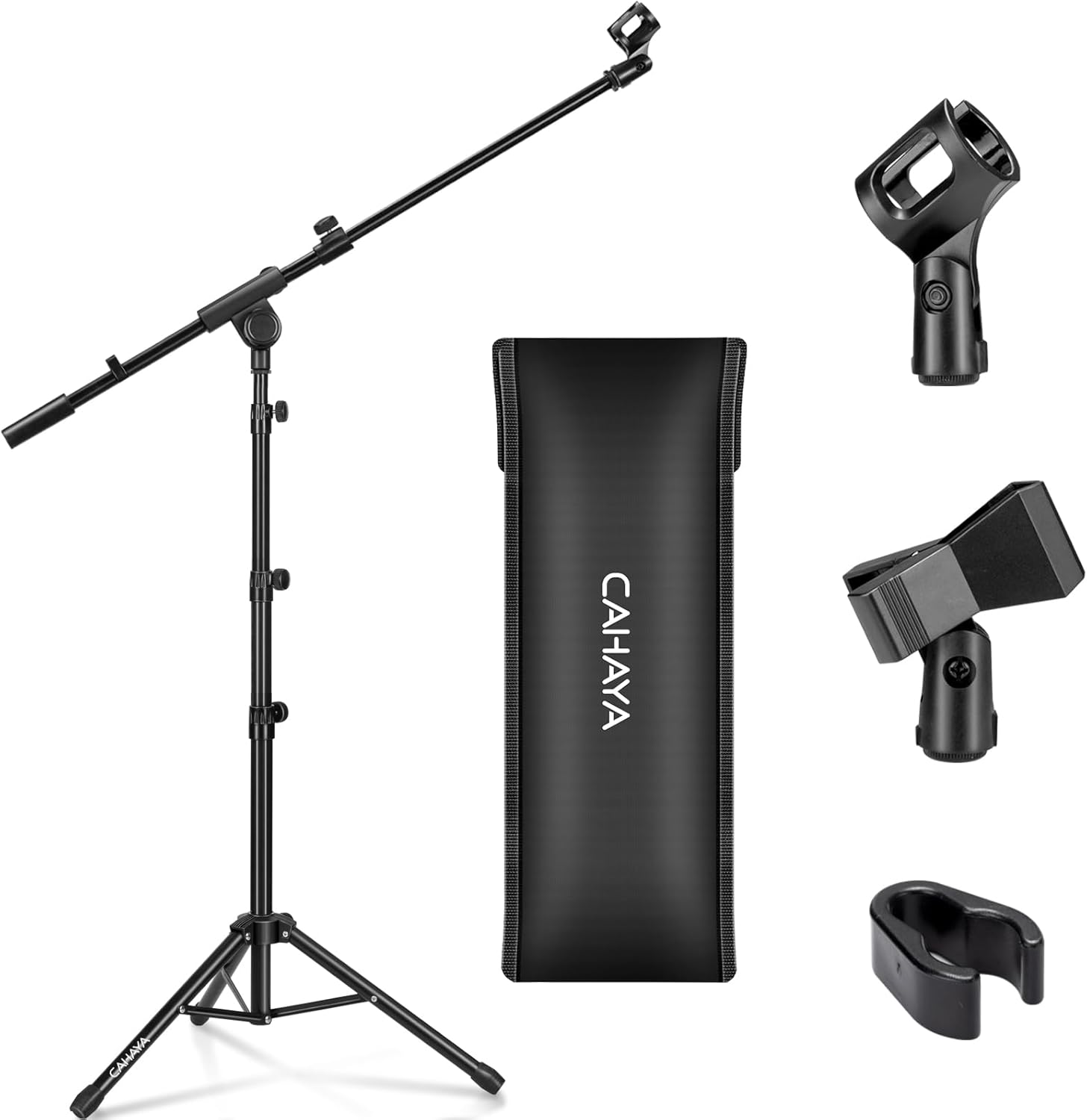 CAHAYA Tripod Microphone Stand Boom Arm Floor Mic Stand with Carrying Bag and 2...