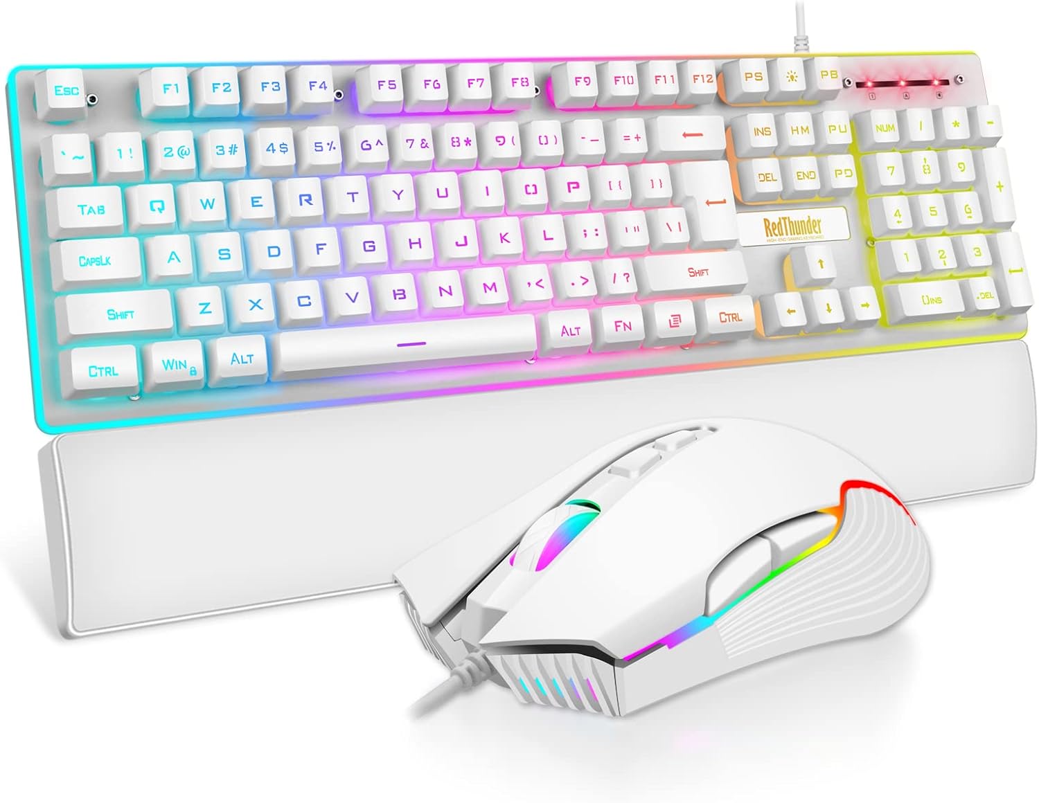 RedThunder K10 Wired Gaming Keyboard and Mouse Combo, UK Layout, True RGB Backli...