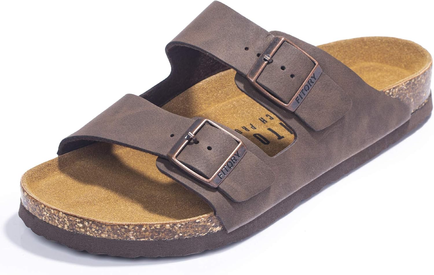 FITORY Mens Sandals, Arch Support Slides with Adjustable Buckle Straps and Cork...