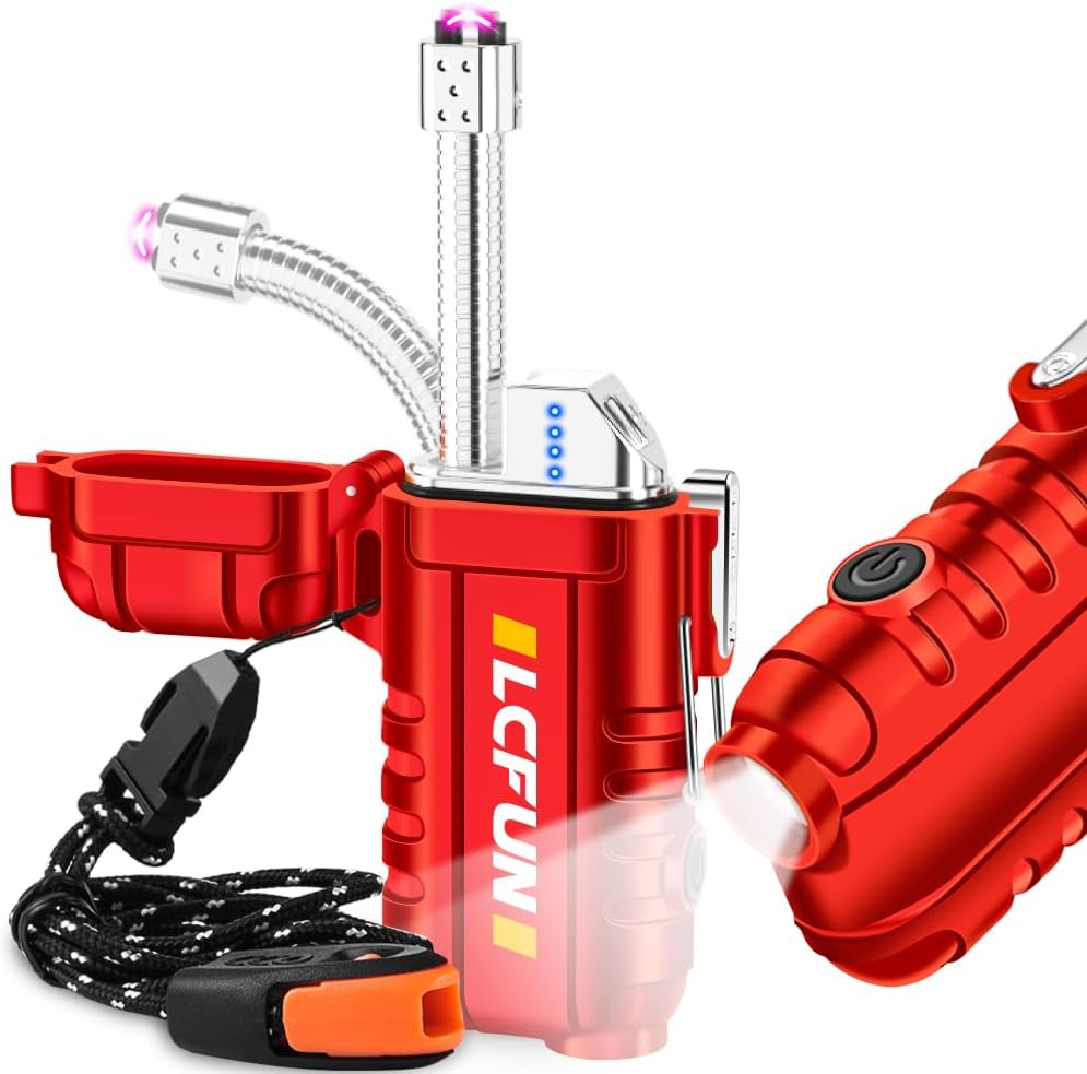 USB C Rechargeable Lighter with Long Retractable Neck,Electric Lighter Waterproo...