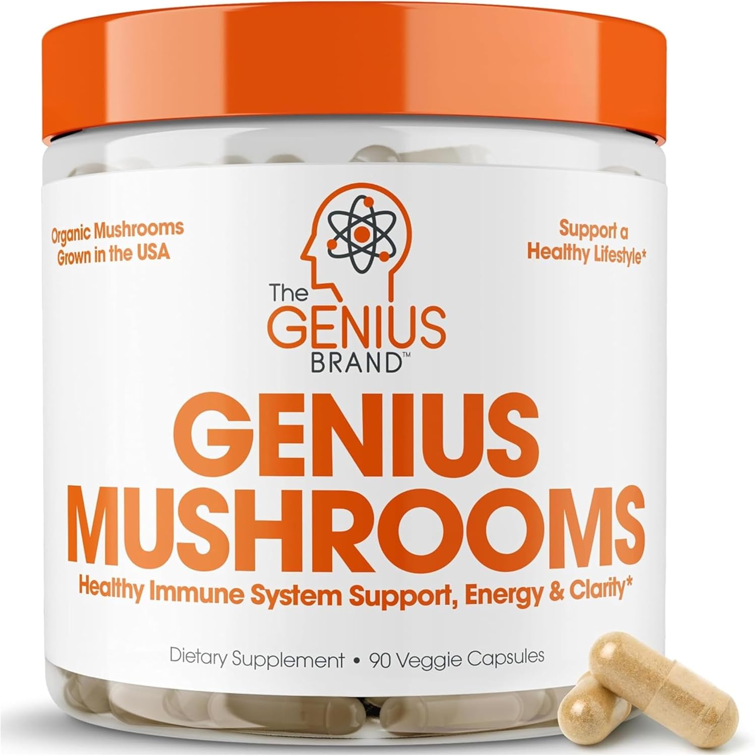 Genius Mushroom Supplement - Lions Mane, Cordyceps, Reishi - Brain Nootropic for...