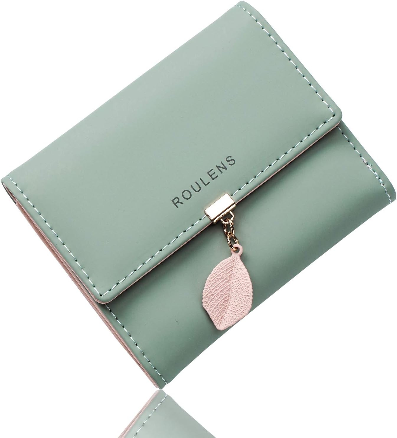 Roulens Ladies Purse, RFID Blocking PU Leather Wallet for Women Leaf Pendant Zip...