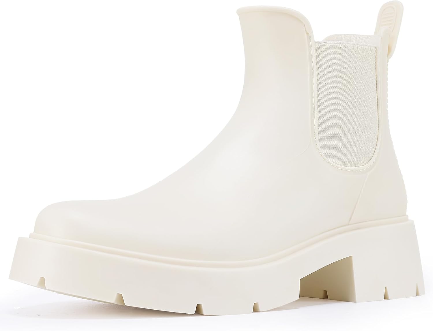 Asgard Women's Ankle Rain Boots Waterproof Chelsea Boots 7.5 Platform Beige