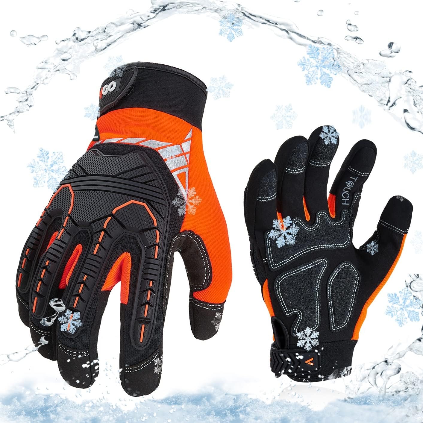 Vgo... Waterproof Winter Gloves Touchscreen, Warm Work Gloves Men Cold Weather f...