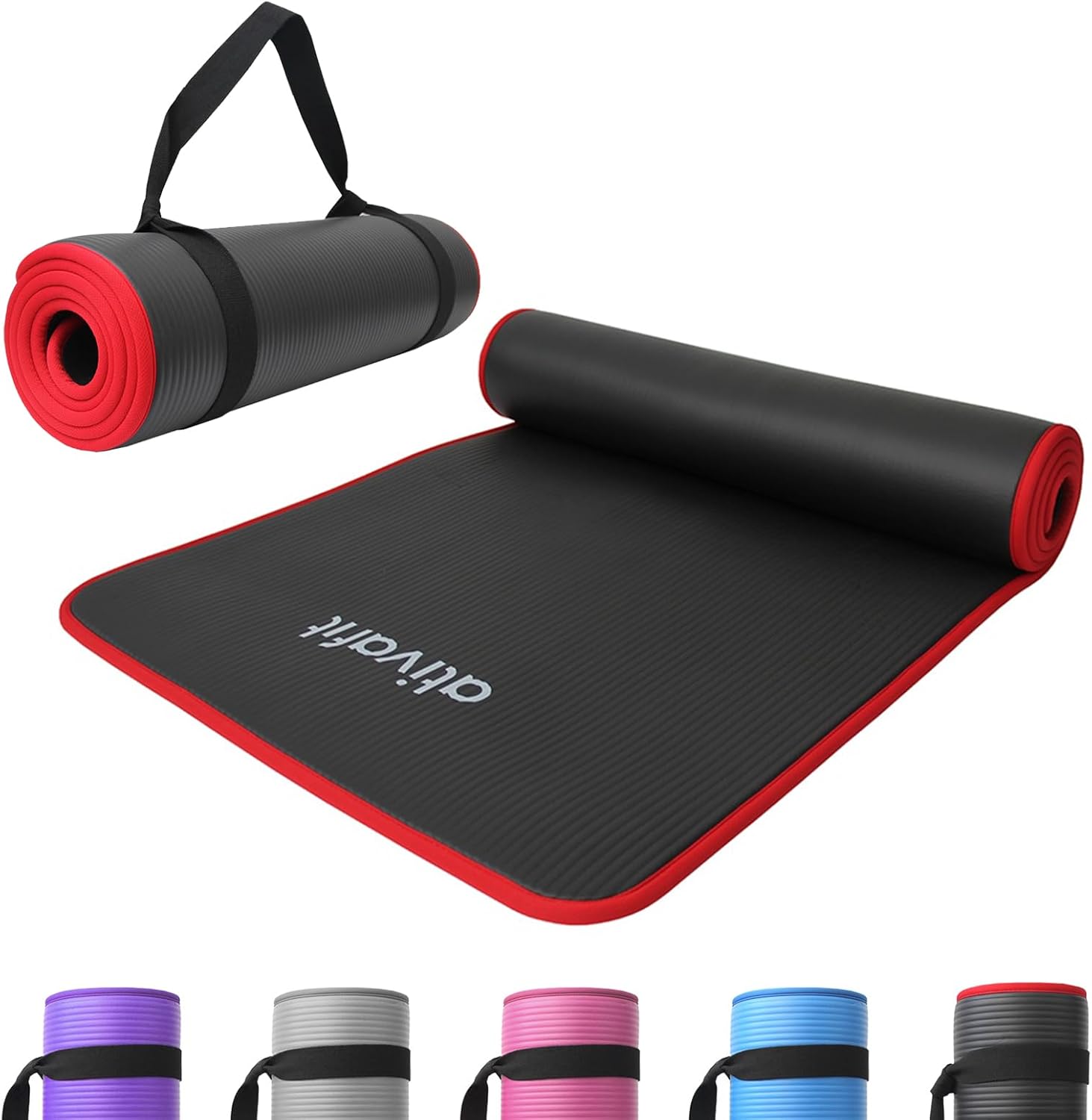 ATIVAFIT NBR Yoga Mat,10MM Extra Thick Exercise Mat -183cm x 61cm,Non Slip Mat w...