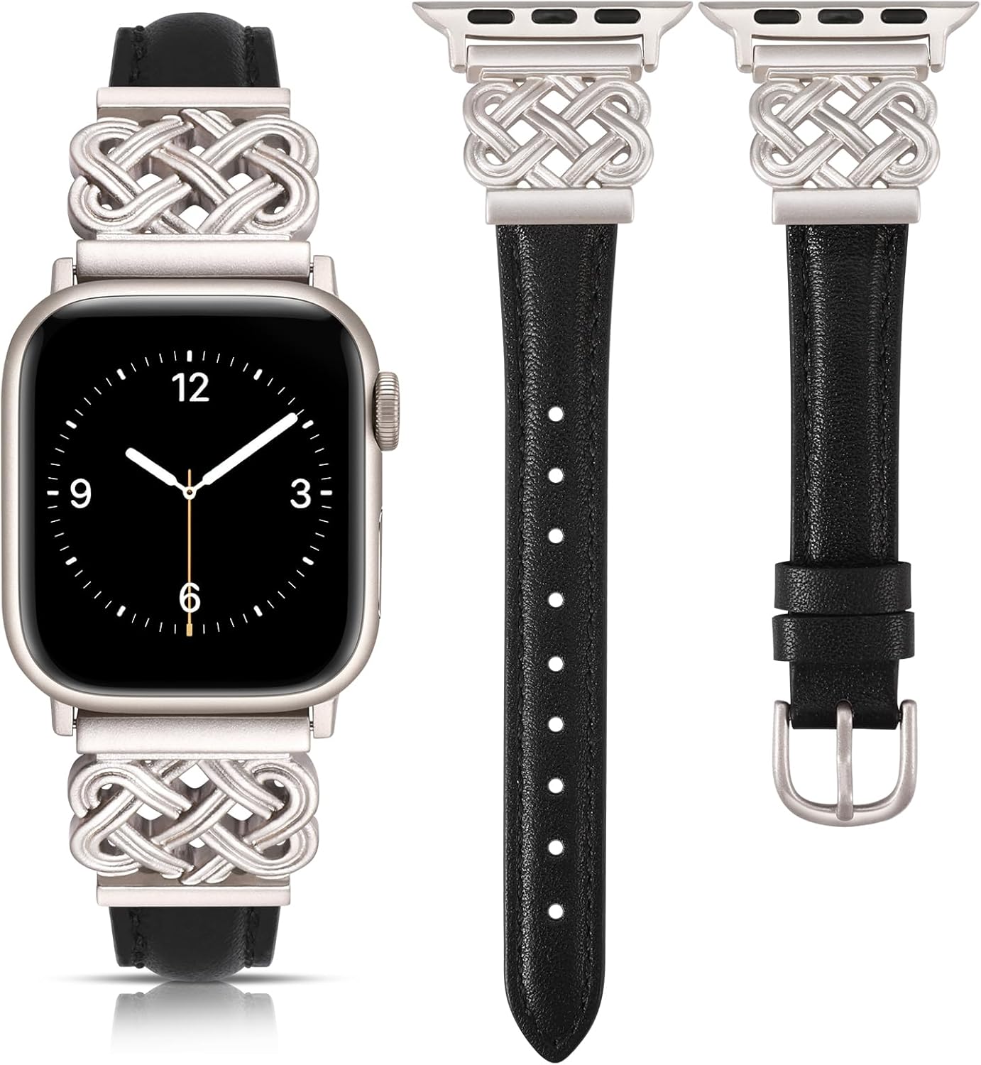 TOYOUTHS Leather Band Compatible with Apple Watch Bands for Women 38/40/41/42/44...
