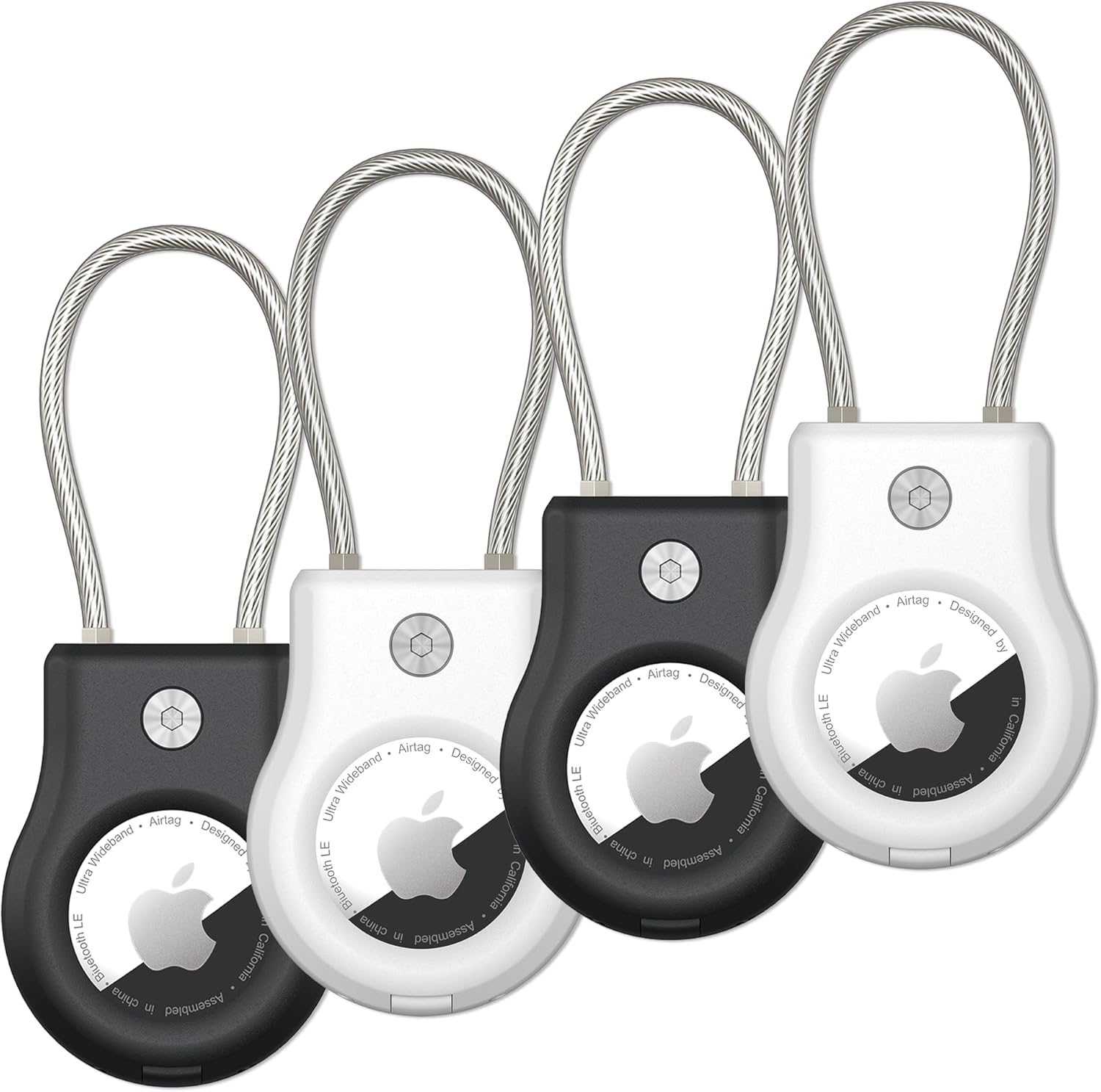 SCALLOP Airtag Keychain Holder 4 Pack, Air Tag Lock Case Holders with Wire Cable...