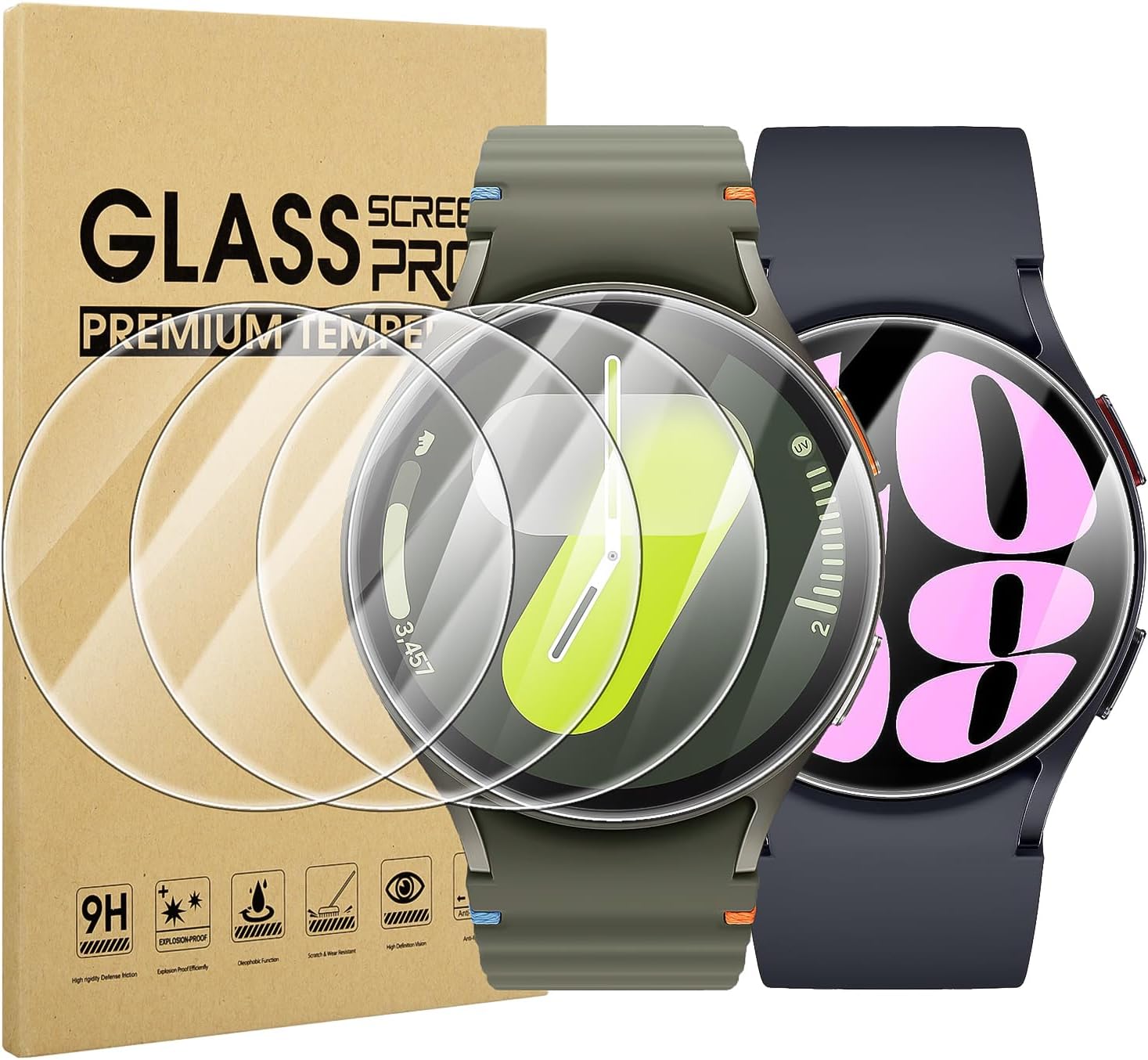 Diruite 4-Pack Screen Protector for Samsung Galaxy Watch 7/6/5/4/FE 44mm Tempere...