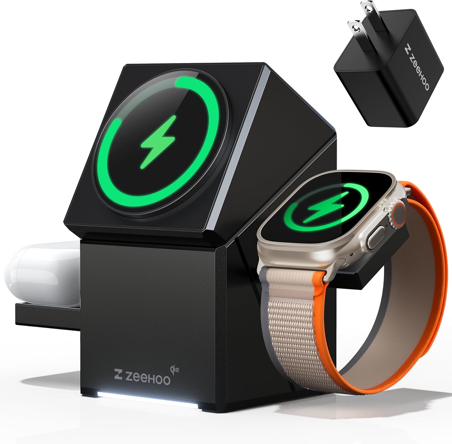 ZEEHOO 3 in 1 Charging Station for Apple MagSafe Charger, CubeTrick-X Qi2 15W Fa...