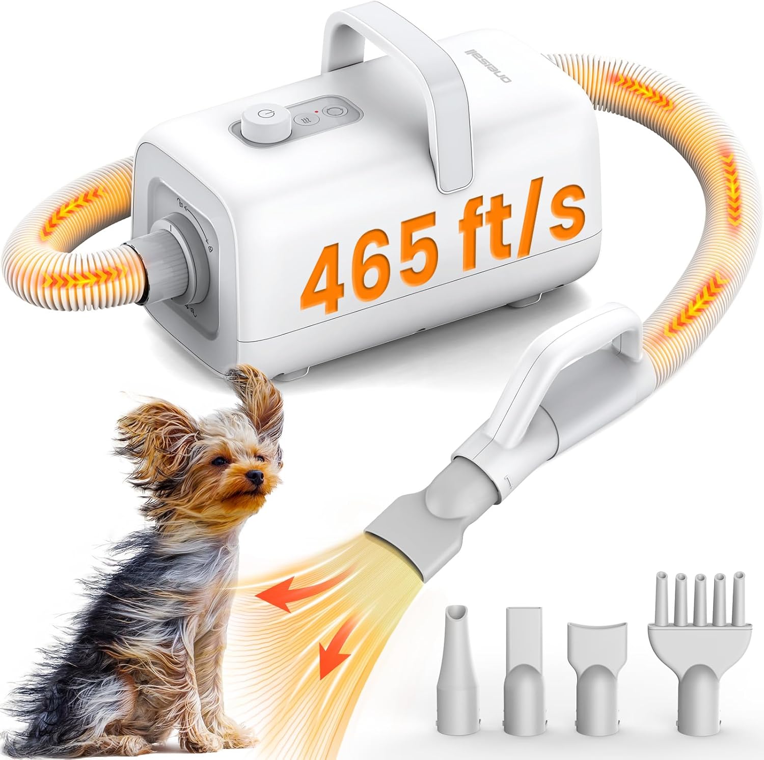 oneisall Dog Dryer,465 ft/s High Velocity Dog Hair Dryer,Quiet Dog Blow Dryer wi...
