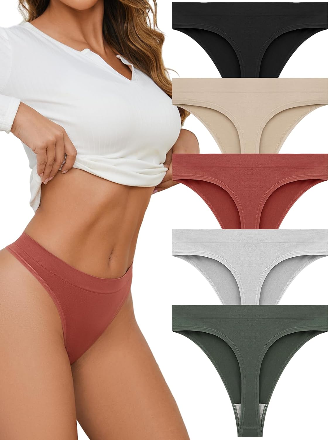 Breathable Seamless Thongs: Comfortable Women's Underwear 5-Pack A 5 Colors 5-pa...
